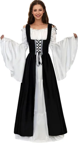 Vista 2 de Vestido renacentista para mujer, vestido medieval para feria de Ren, disfraz renacentista, vestido irlandés, disfraz de Halloween para mujer