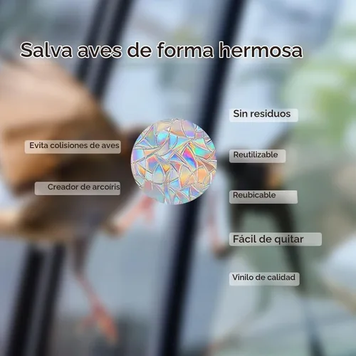 Vista 5 de Lotus - Adhesivos para ventana anticolisión – Calcomanías de prisma recordatorio de vidrio – Evita golpes de pájaros – Decora tus puertas