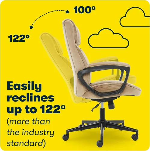 Vista 10 de Serta® Hannah Silla ejecutiva para oficina en casa, ergonómica de respaldo medio con soporte lumbar, cojín de asiento firme, almohadas corporales