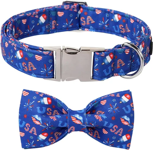 Vista 19 de Collar para perro con corbatín de Lionet Paws, Collar de corbatín de verano para perro, Collar para perro ajustable y cómodo, regalo para cachorro