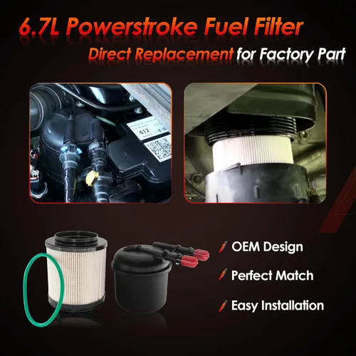 Vista 4 de Separador de agua con filtro de combustible diésel de 6.7 Power-stroke │Reemplazo para motores diésel Ford F250 F350 F450 F550 Super Duty V8