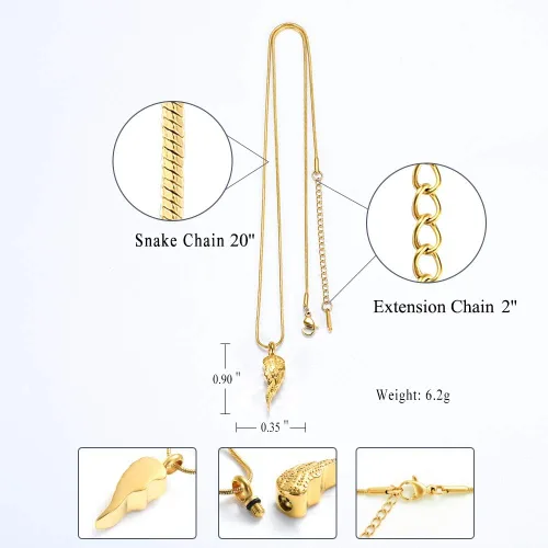 Vista 2 de Collar de urna de cremación de ala de ángel para cenizas, medallón de urna conmemorativa, colgante de cenizas, regalo de recuerdo para mujeres
