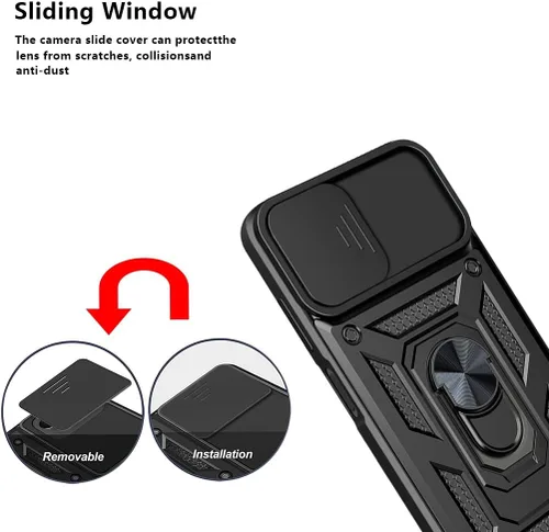 Vista 6 de CCSmall Para Motorola Edge 20 Lite Case Slide Camera Cover SJ Negro