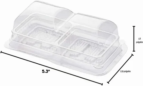 Vista 19 de Restaurantware Thermo Tek - Contenedores de postre de 5.3 x 2.6 x 1.8 pulgadas, 100 compartimentos duales transparentes para llevar, con tapa