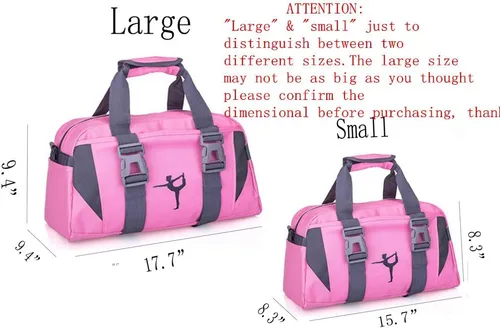 Vista 2 de Bolso deportivo de danza pequeñogrande para mujeres y adolescentes, para gimnasio, yoga, para pasar la noche, fin de semana, etc., Rosa, L