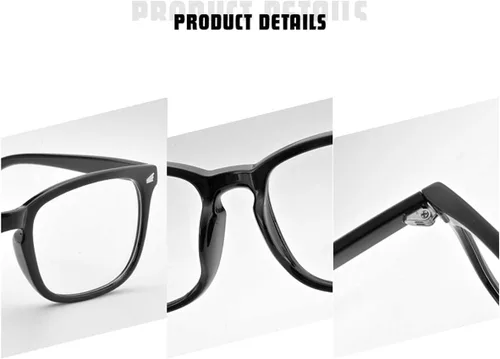 Vista 4 de COASION Gafas transparentes para mujeres y hombres, marco cuadrado, anteojos falsos sin receta
