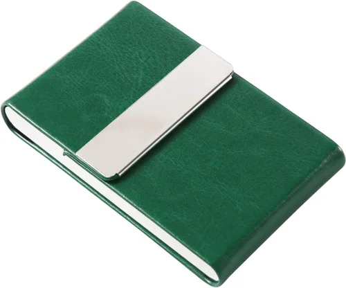Vista 4 de JuneLsy Estuche para tarjetas de visita – Estuche profesional de piel sintética para tarjetas de visita de metal, tarjetero de bolsillo para hombres