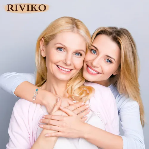 Vista 2 de RIVIKO Pulsera con dije de símbolo de corazón de amor infinito para mujer, plata de ley 925, ajustable, cumpleaños, día de San Valentín, Navidad