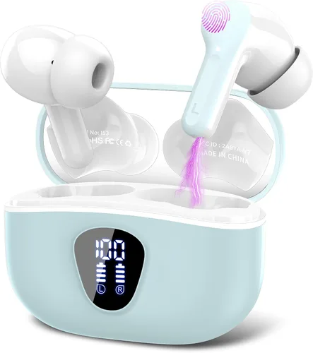 Vista 8 de Auriculares inalámbricos, Bluetooth 5.3 Auriculares estéreo de alta FG-Blanco Puro