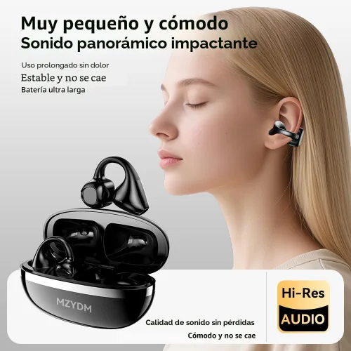Vista 3 de Auriculares abiertos con clip Bluetooth 5.4, para orejas pequeñas (negro)