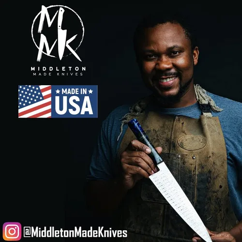 Vista 8 de Middleton Made Knives Echo 4 Cuchillo de pelar – Cuchillo de pelar de 4 pulgadas – Cuchillos de emparejamiento profesionales hechos a mano – Azul