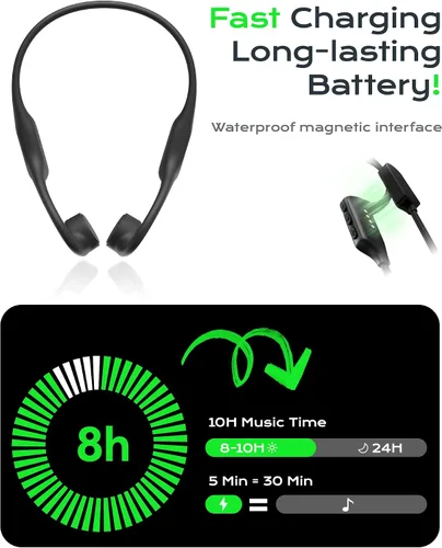 Vista 3 de DEMICEA Auriculares deportivos de oído abierto, auriculares inalámbricos de conducción ósea de silicona suave, graves potentes, duración de 10