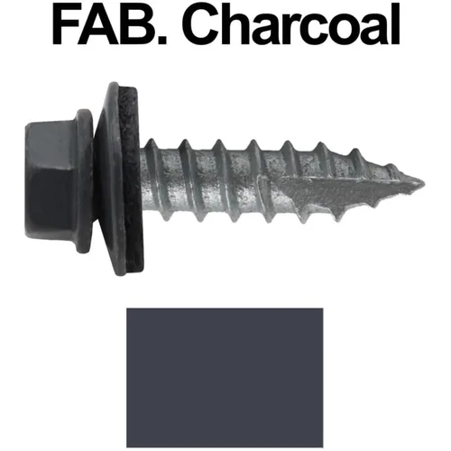Vista 2 de HERR #14 CHARCOAL Tornillo de techo de chapa metálica de cabeza hexagonal: 250 tornillos x 1