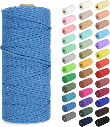 Vista 13 de Cuerda de macramé de 0.079 in x 220 yardas (656 pies), cuerda de algodón natural para colgar en la pared, ganchos de plantas, manualidades Verde