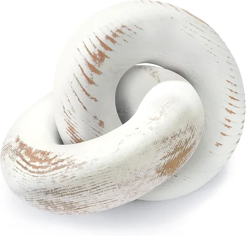 Vista 12 de EOSAHR Escultura Moderna de Nudo de Madera de Pino – Elegante Decoración de Cadena de Madera de 2 Eslabones para Mesa de Café, Estantería y Mesa