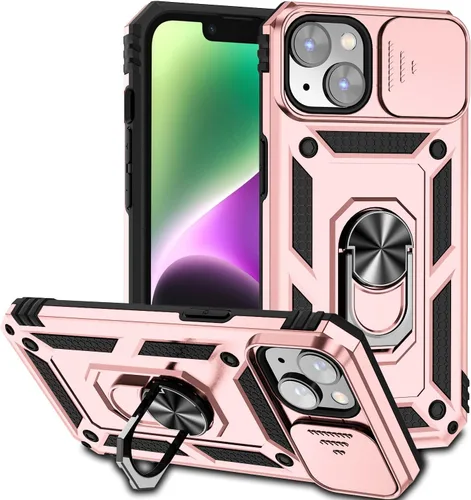 Vista 21 de Funda magnética compatible con iPhone 14 Pro de 6.1 pulgadas, funda magnética para iPhone 14 Pro con cubierta de cámara y soporte de grado militar