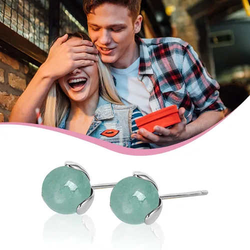 Vista 50 de Jade Earrings Studs,Green Jade Earrings for Women,925 Sterling Silver Earrings Studs for Sensitive Ears,Handmade Jade Earrings for Birthday