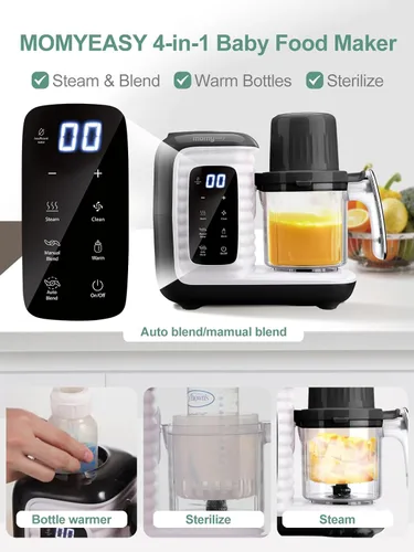 Vista 4 de MOMYEASY Procesador de Alimentos para Bebés, Procesador Multifunción Picador Triturador, Vaporizador de Alimentos para Bebés y Licuadora de Puré