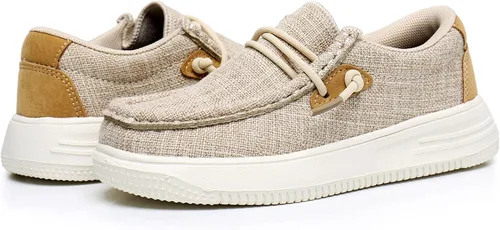 Vista 9 de Blikcon Zapatos náuticos casuales para niños y niñas, mocasines ligeros con cordones (bebéniño pequeñoniño grande)