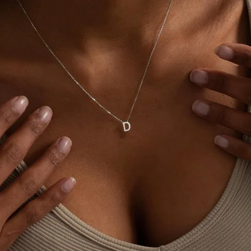 Vista 35 de Collares con iniciales para mujer, delicado collar de letra plateada con nombre personalizado con monograma, collar simple y lindo con inicial