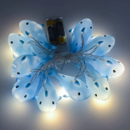 Vista 3 de Fantasee 1.5M 10 luces LED de tiburón, luces de cadena de hadas fantásticas operadas por batería para dormitorio, habitación de bebé, habitación