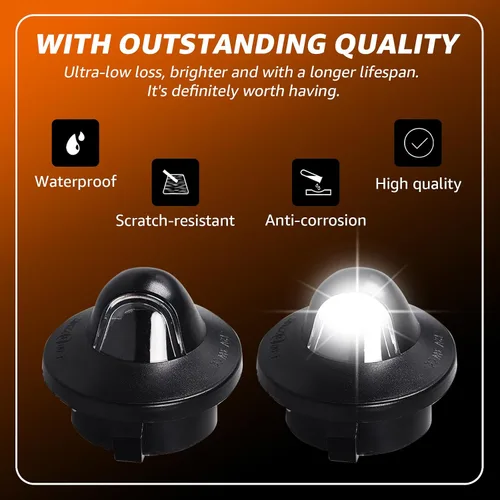 Vista 5 de Kit de luces LED para matrícula con 2 bombillas LED, 2 arneses de cables, 2 carcasas negras, reemplazo de montaje de lámpara de etiqueta para Ford