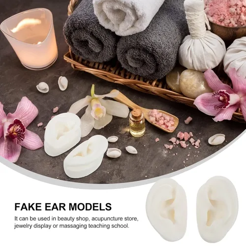 Vista 8 de POPETPOP Modelo de oreja de silicona suave, accesorios de exhibición de simulación de modelo de oído, herramientas de enseñanza, aretes