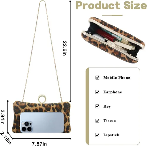 Vista 3 de Women Clutch Purse with Chain- Elegant Evening Bag for Wedding, Prom, Cocktail Party & Formal