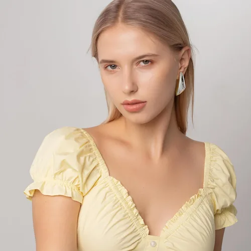Vista 3 de Aretes colgantes gruesos de oro para mujer, chapados en oro, grandes, minimalistas, geométricos, largos, triangulares, exagerados, para mujer, a