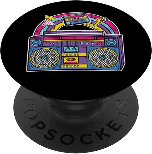 Vista 6 de Cassette Tape 80s Music Lover Retro Vintage Boombox Mixtape PopSockets MagSafe PopGrip for iPhone