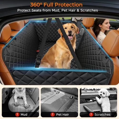 Vista 2 de URPOWER Funda de asiento para perro, hamaca 100% impermeable, 600D, resistente, a prueba de arañazos, antideslizante, duradera, suave