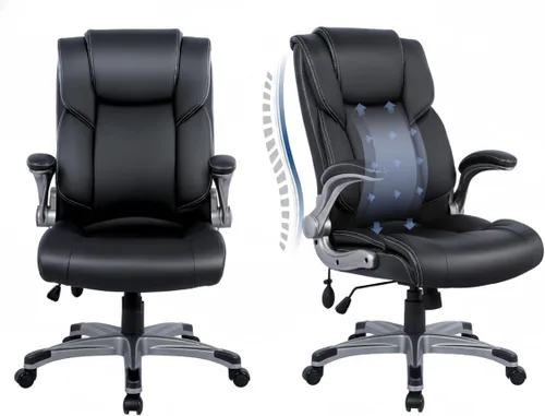 Vista 15 de COLAMY Silla Ergonómica de Oficina Ejecutiva con Cuero Sintético Grueso, Reposabrazos Abatibles, Respaldo Alto Ajustable en Altura e Inclinación