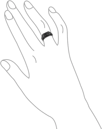 Vista 3 de Personalize - Anillo de compromiso con circonita cúbica de micro pavé para hombre, diseño cuadrado de dos tonos, blanco y negro, para hombre, plata
