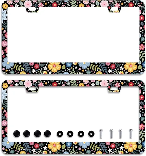 Vista 13 de Personaliza los hermosos marcos de matrícula de flor de cerezo, marco de matrícula floral para automóvil, accesorios universales de aluminio