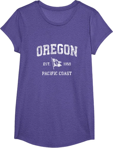 Vista 23 de Oregon Vintage barco ancla bandera diseño de West Coast Retro Tee, hombre S, Arándano