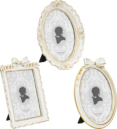 Vista 17 de Vicenpal 3 Pcs Tiny Vintage Ornate Picture Frames 2.5 x 3.5 Inch Black Gold Negro dorado