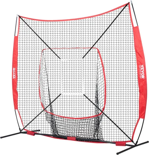 Vista 4 de VEVOR - Red de práctica de sóftbol, red portátil de entrenamiento de béisbol para batear, batear, atrapar, lanzar, equipo de respaldo con marco