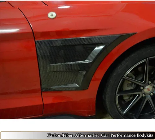 Vista 2 de Ventilación de guardabarros delantero compatible con Ford Mustang GT Coupé Convertible 2015-2019 personalizado de fibra de carbono real CF lateral