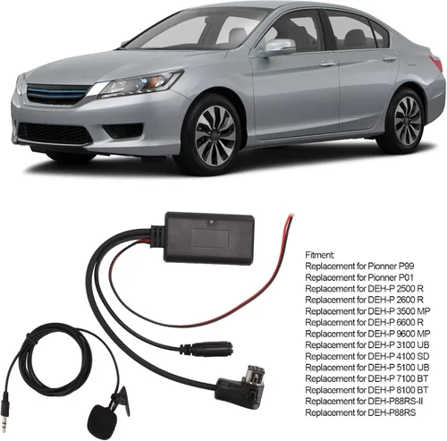Vista 5 de Fydun Adaptador Bluetooth AUX de coche Bluetooth conector para módulo estéreo de audio Cable de audio estéreo adaptador de entrada AUX con micrófono