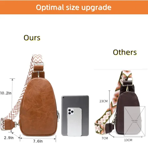 Vista 6 de WSRYDJDL Bolsa de pecho para mujer, bolso bandolera pequeño de piel sintética, mochila de hombro para viajes, senderismo, ciclismo