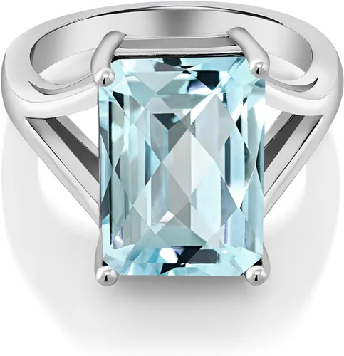 Vista 15 de Gem Stone King Anillo de compromiso solitario con piedra preciosa de corte esmeralda de 0.551 x 0.394 in para mujer, plata de ley 925, anillo