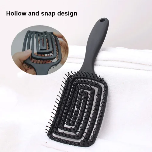 Vista 4 de Cepillo para desenredar en seco para cabello fino, grueso y rizado, cepillo de pelo curvado y ventilado para mujeres, hombres o niños, secado más