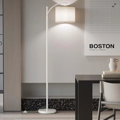 Vista 5 de SUNMORY Lámpara de pie de arco, lámpara de pie moderna con bombilla de 9W y 3 temperaturas de color, lámparas de pie de metal con pantalla colgante