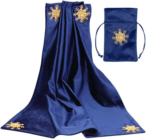 Vista 23 de BLESSUME Wizard Tarot Mantel y bolsa Cuadrado Azul Tarot Paño Negro