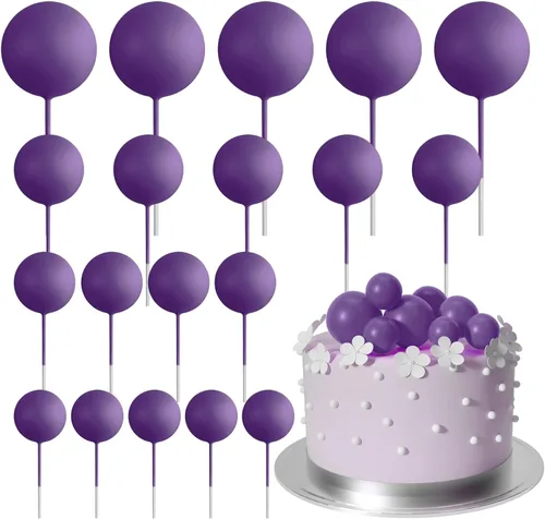 Vista 17 de ASTARON 20 piezas de decoración de bolas para pastel, mini globos, decoraciones de pastel, palos, bolas negras, decoraciones de pastel