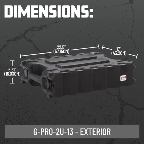 Vista 7 de Gator Cases Pro Series - Carcasa para rack de 2U moldeada rotacionalmente con poca profundidad de 13 pulgadas; fabricada en Estados Unidos