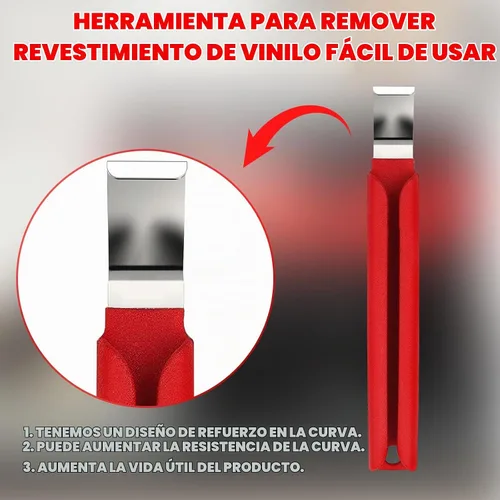 Vista 3 de TonGass Herramienta de extracción de revestimiento de vinilo de 7 pulgadas con mango extra largo, herramienta de instalación y extracción de vinilo