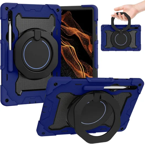 Vista 15 de Dteck Funda inteligente de cuero para Samsung Galaxy Tab S8 Ultra de 14.6 pulgadas 2022, azul con bolsillo frontal, soporte de múltiples ángulos
