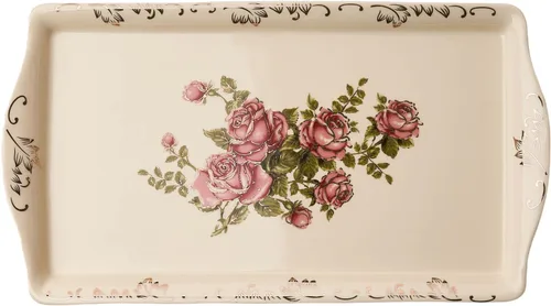 Vista 8 de YOLIFE Bandeja decorativa de cerámica floral para fiesta de té, 13.5 x 7.5 pulgadas