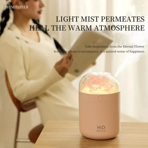 Vista 2 de Humidificadores portátiles de hortensias pequeños para dormitorio de bebé, mini humidificador de plantas de niebla fría para plantas, humidificador